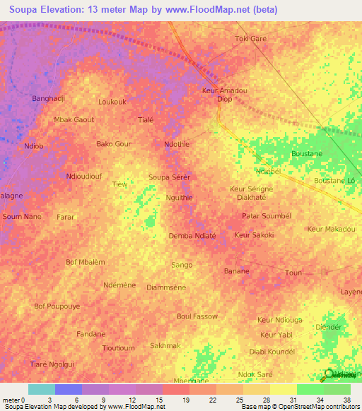 Soupa,Senegal Elevation Map