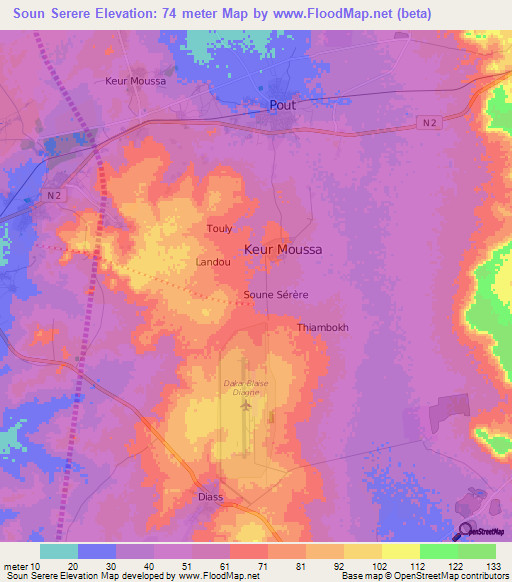 Soun Serere,Senegal Elevation Map