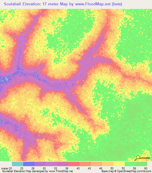 Soulabali,Senegal Elevation Map