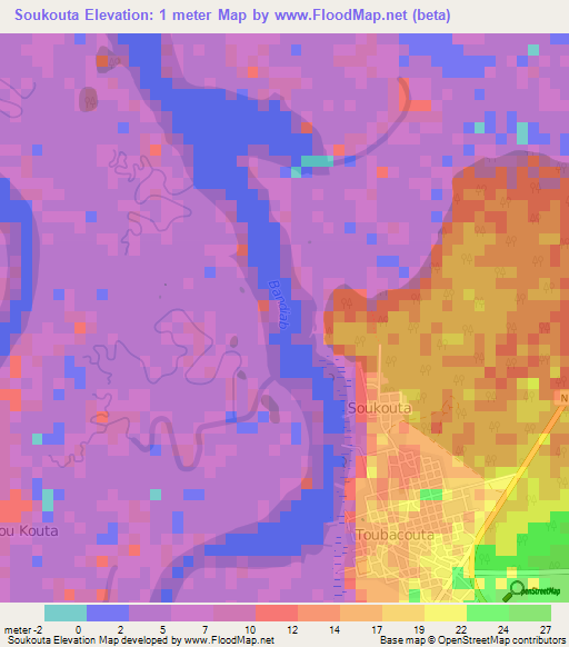Soukouta,Senegal Elevation Map