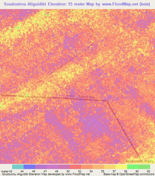 Soudoutrou Aliguidibi,Senegal Elevation Map
