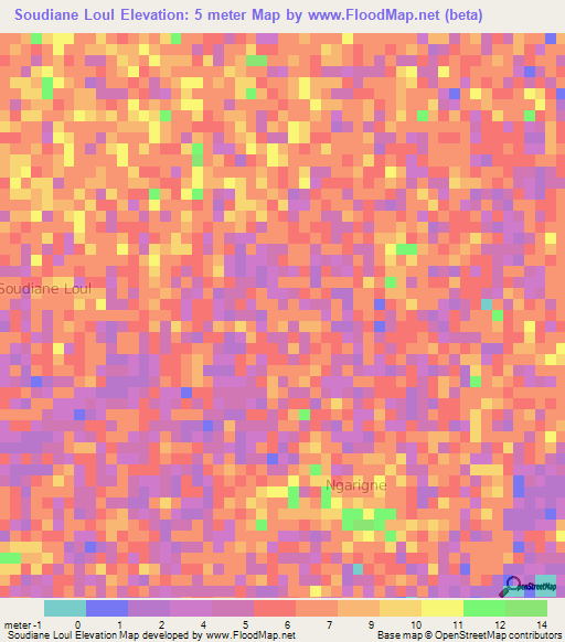 Soudiane Loul,Senegal Elevation Map
