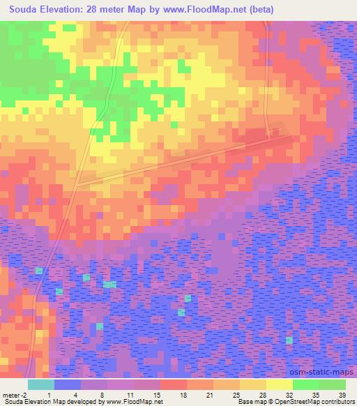 Souda,Senegal Elevation Map
