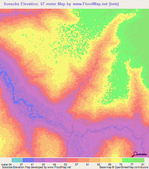 Sossobe,Senegal Elevation Map