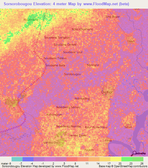 Sorsorobougou,Senegal Elevation Map