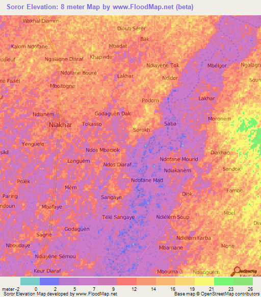 Soror,Senegal Elevation Map