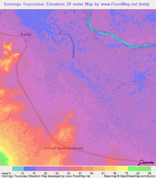 Sorinngo Toucouleur,Senegal Elevation Map