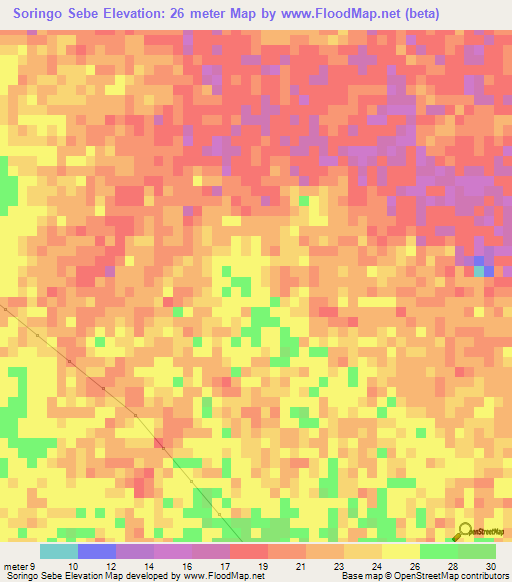 Soringo Sebe,Senegal Elevation Map