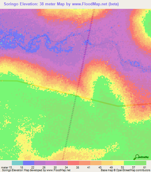 Soringo,Senegal Elevation Map