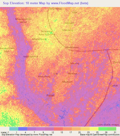 Sop,Senegal Elevation Map