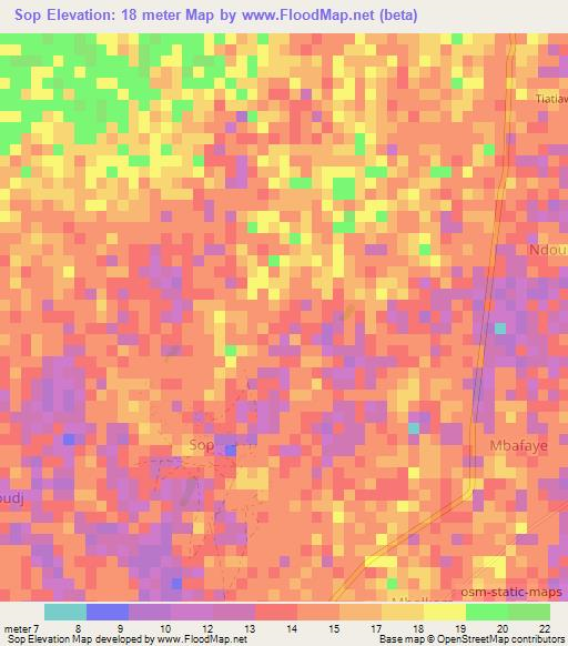 Sop,Senegal Elevation Map