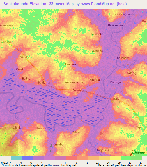 Sonkokounda,Senegal Elevation Map