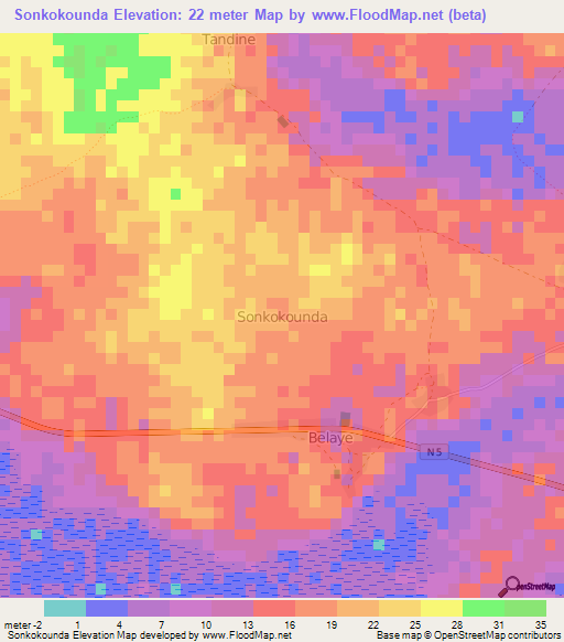 Sonkokounda,Senegal Elevation Map