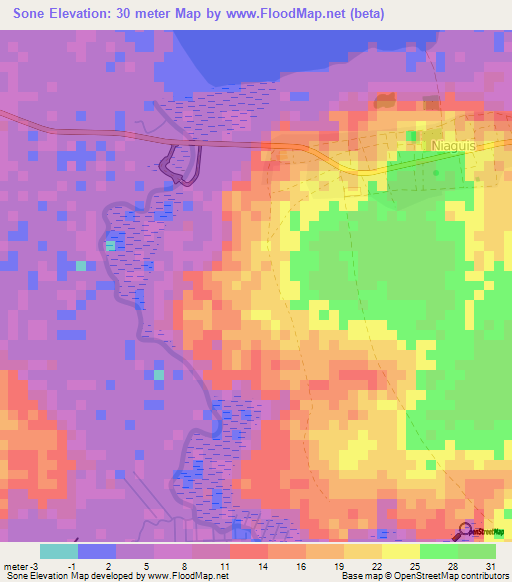Sone,Senegal Elevation Map