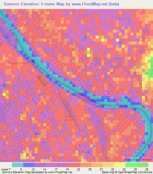 Somono,Senegal Elevation Map