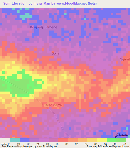 Som,Senegal Elevation Map