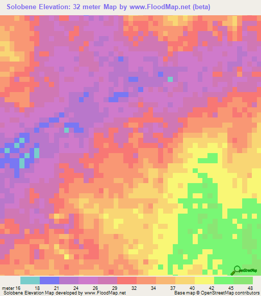 Solobene,Senegal Elevation Map