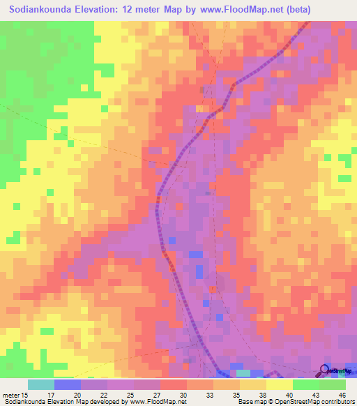 Sodiankounda,Senegal Elevation Map