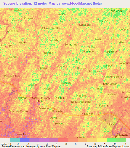 Sobene,Senegal Elevation Map