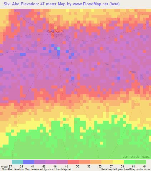 Sivi Abe,Senegal Elevation Map
