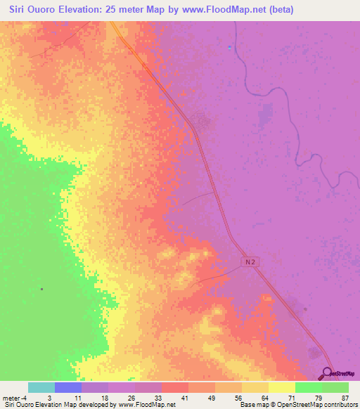 Siri Ouoro,Senegal Elevation Map