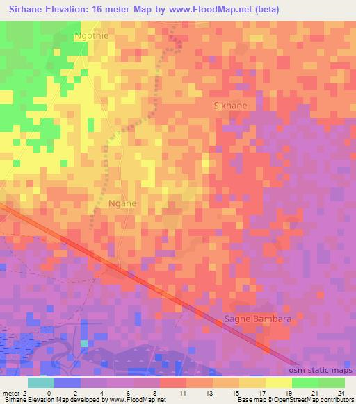 Sirhane,Senegal Elevation Map