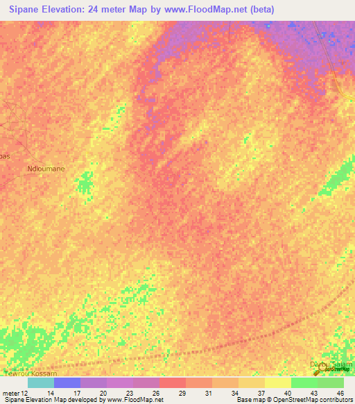 Sipane,Senegal Elevation Map