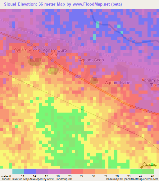 Siouel,Senegal Elevation Map