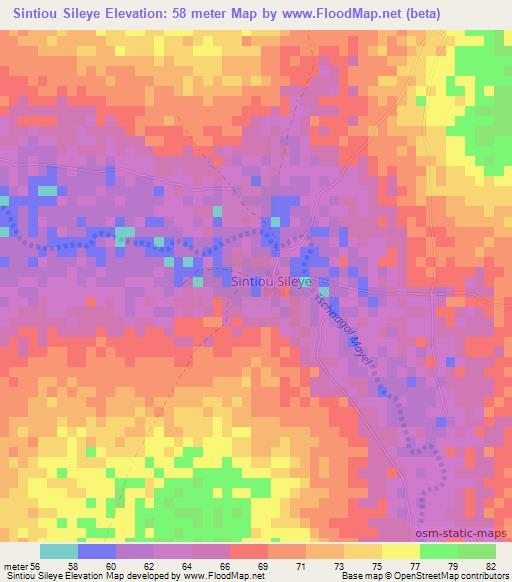 Sintiou Sileye,Senegal Elevation Map