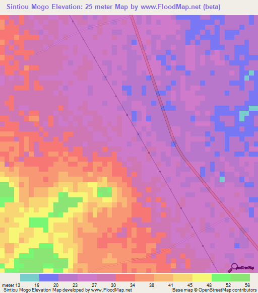 Sintiou Mogo,Senegal Elevation Map