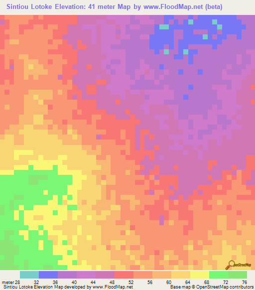Sintiou Lotoke,Senegal Elevation Map