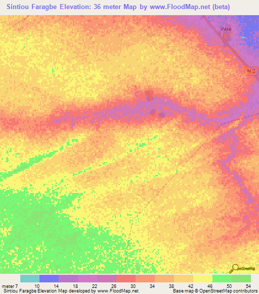 Sintiou Faragbe,Senegal Elevation Map