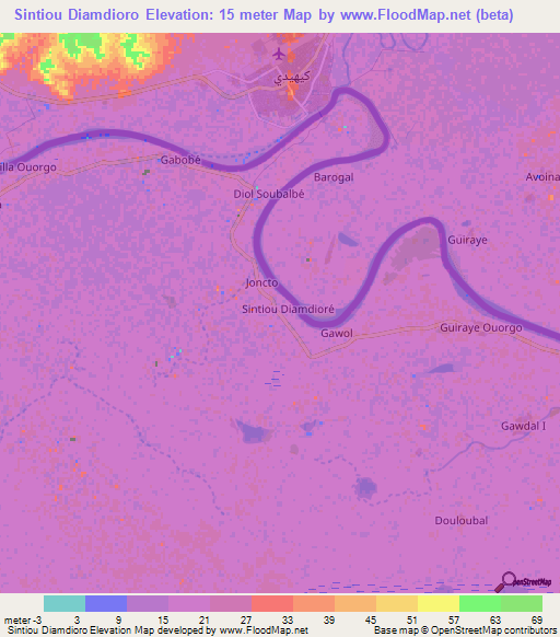 Sintiou Diamdioro,Senegal Elevation Map