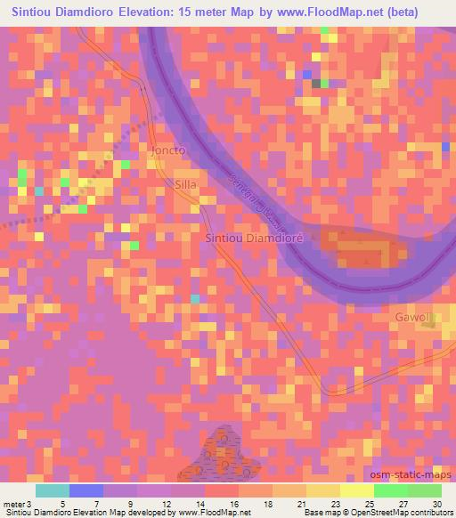 Sintiou Diamdioro,Senegal Elevation Map