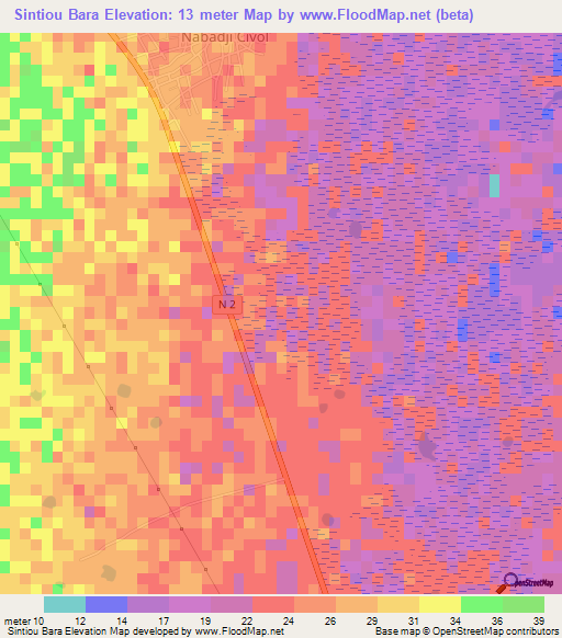 Sintiou Bara,Senegal Elevation Map
