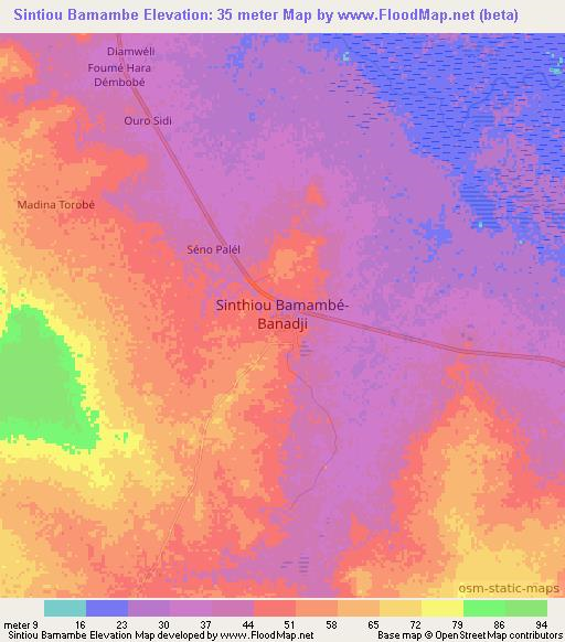 Sintiou Bamambe,Senegal Elevation Map