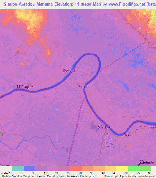 Sintiou Amadou Mariama,Senegal Elevation Map