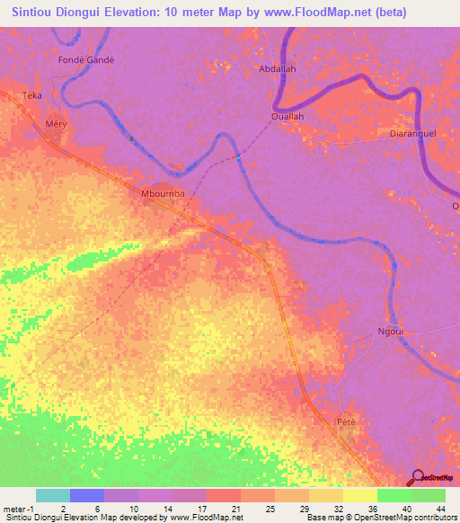 Sintiou Diongui,Senegal Elevation Map