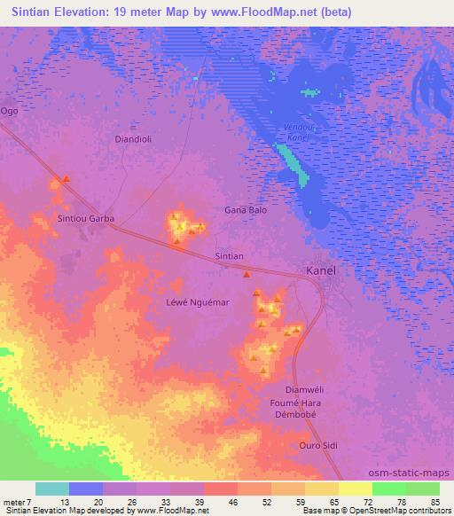 Sintian,Senegal Elevation Map