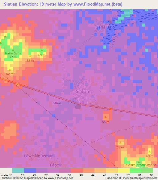 Sintian,Senegal Elevation Map