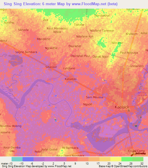 Sing Sing,Senegal Elevation Map