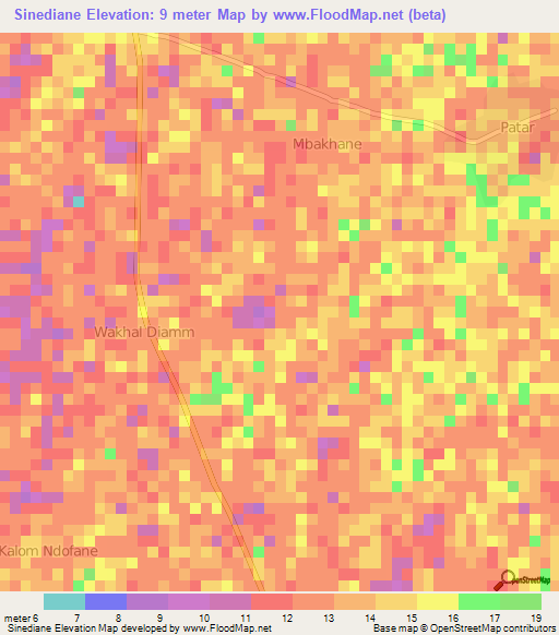 Sinediane,Senegal Elevation Map