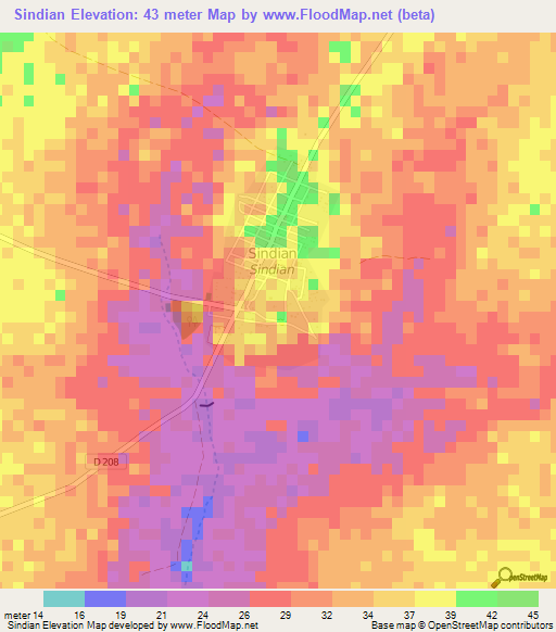 Sindian,Senegal Elevation Map