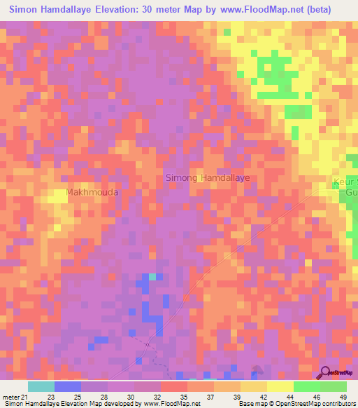 Simon Hamdallaye,Senegal Elevation Map