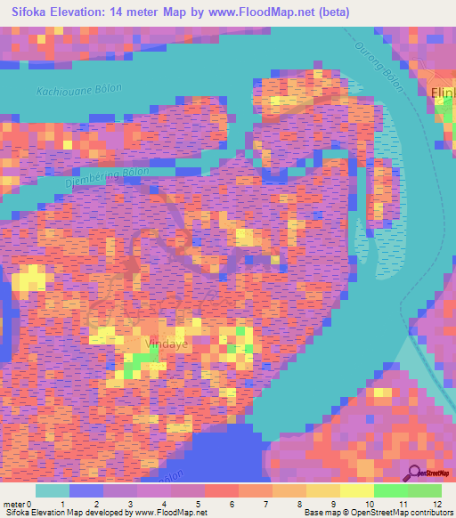 Sifoka,Senegal Elevation Map