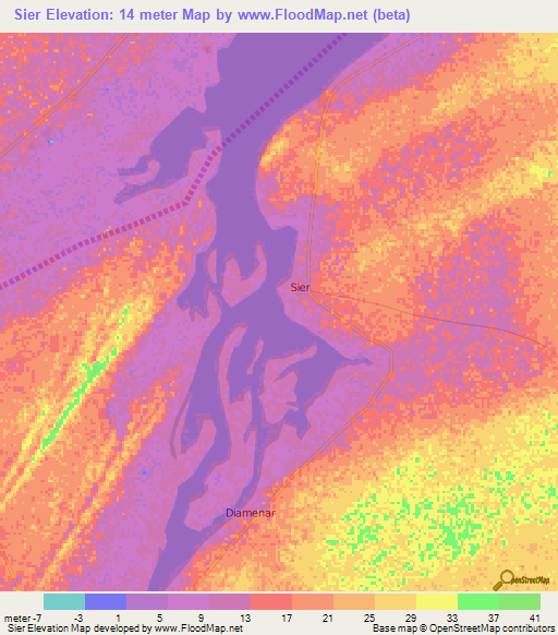 Sier,Senegal Elevation Map