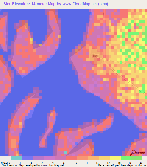 Sier,Senegal Elevation Map