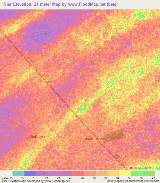 Sier,Senegal Elevation Map