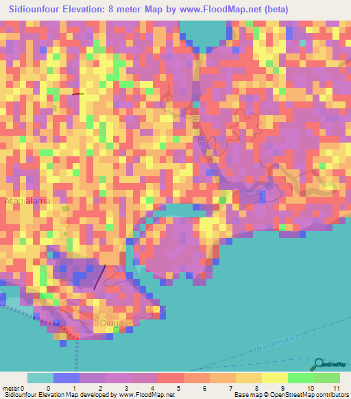 Sidiounfour,Senegal Elevation Map