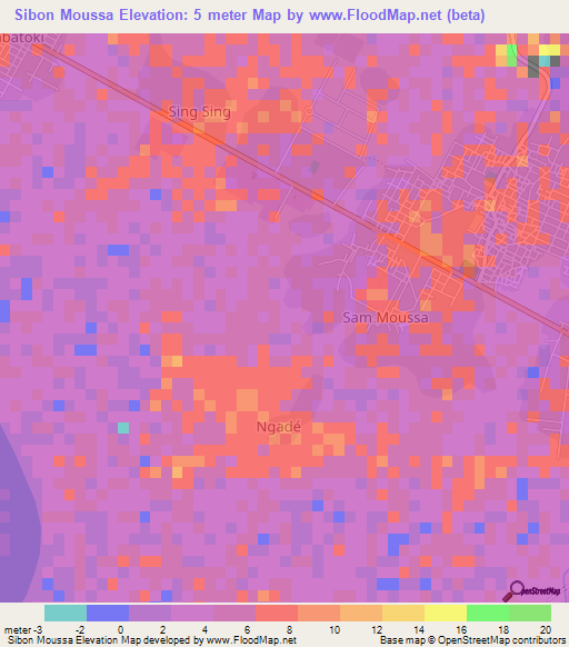 Sibon Moussa,Senegal Elevation Map